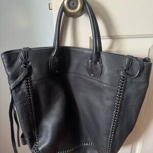 Coach Tatum Tall Tote - Black Pebble Leather - Whiplash Detail & Feather Charm